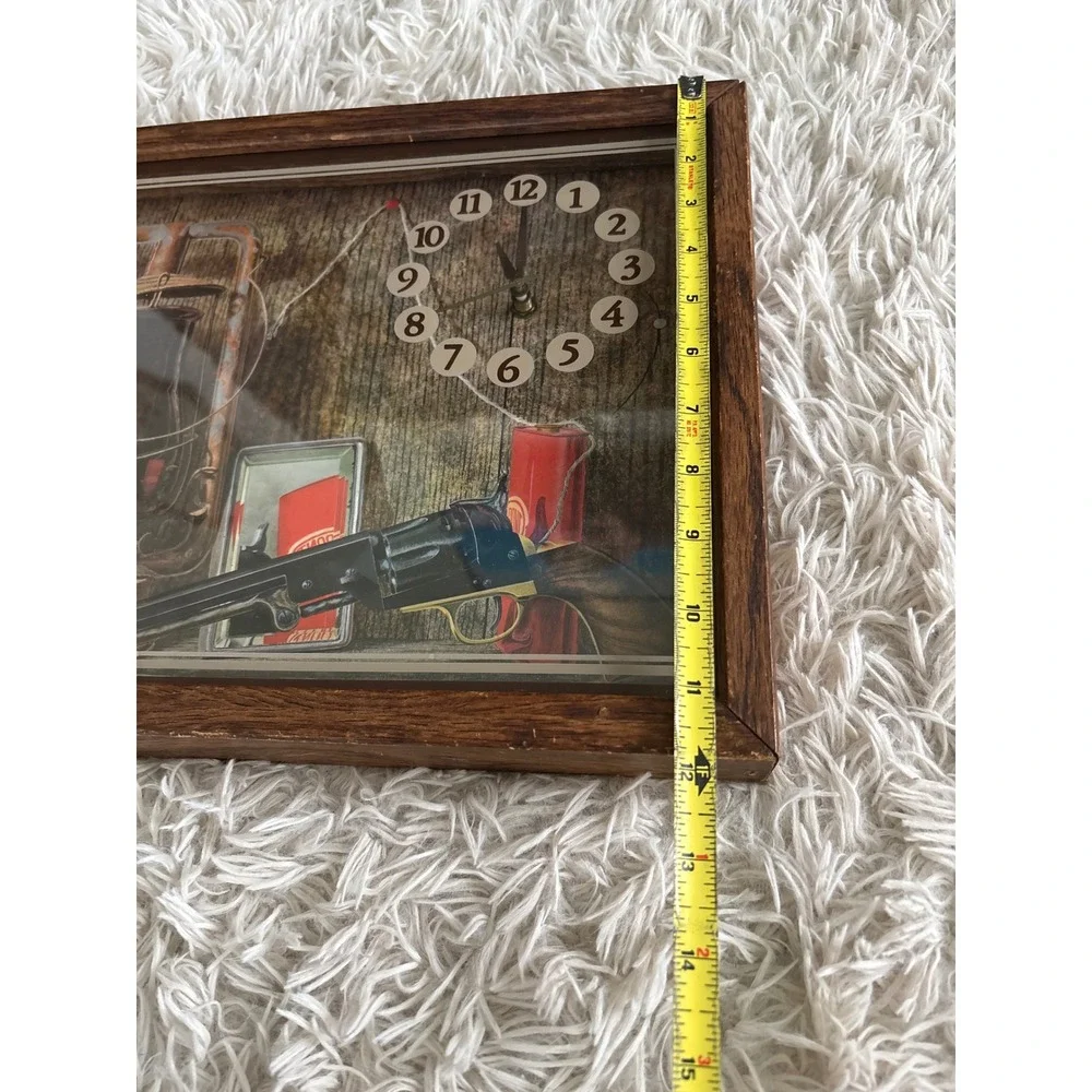 Vintage Shadow Box Intercraft Industries‎ Western Cowboy Scene Framed Clock